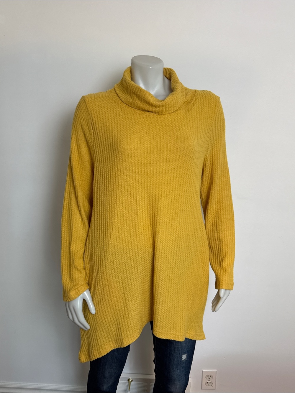 NWT - Fiori - Mustard Cowl Neck Tunic with pockets.